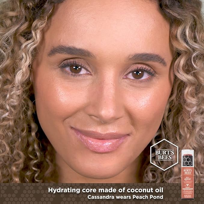 Burts Bees 100% Natural All Aglow Lip & Cheek Stick, Peach Pond - 1 Tube