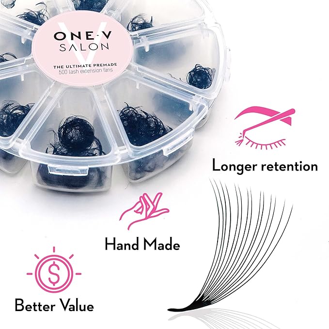 One V Salon, 500 Loose Professional Use Premade Fans Eyelash Extensions,C Curl Volume Lashes,10D 20D 14D-0.05 Thickness,9-16mm Fluffy Handmade Fan Mixed Tray