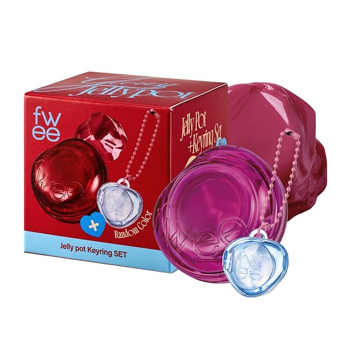 fwee Glowy Jelly Pot + Keychain SET | Dewy Jelly Lip & Blush Color, Tinted Glow Jelly Balm, Dewy Buildable Finish – Compote (Mauve Berry) | 0.14 oz