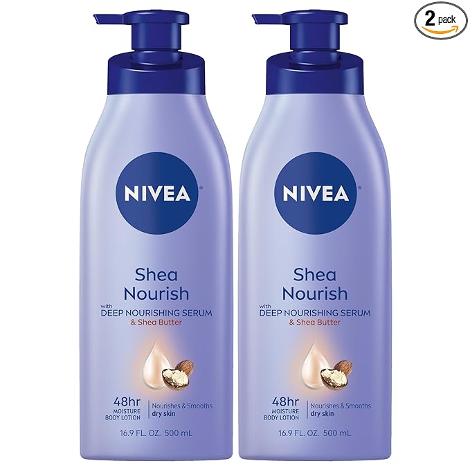 NIVEA Smooth Daily Moisture Body Lotion, Shea Butter 16.9 oz (Pack of 2)