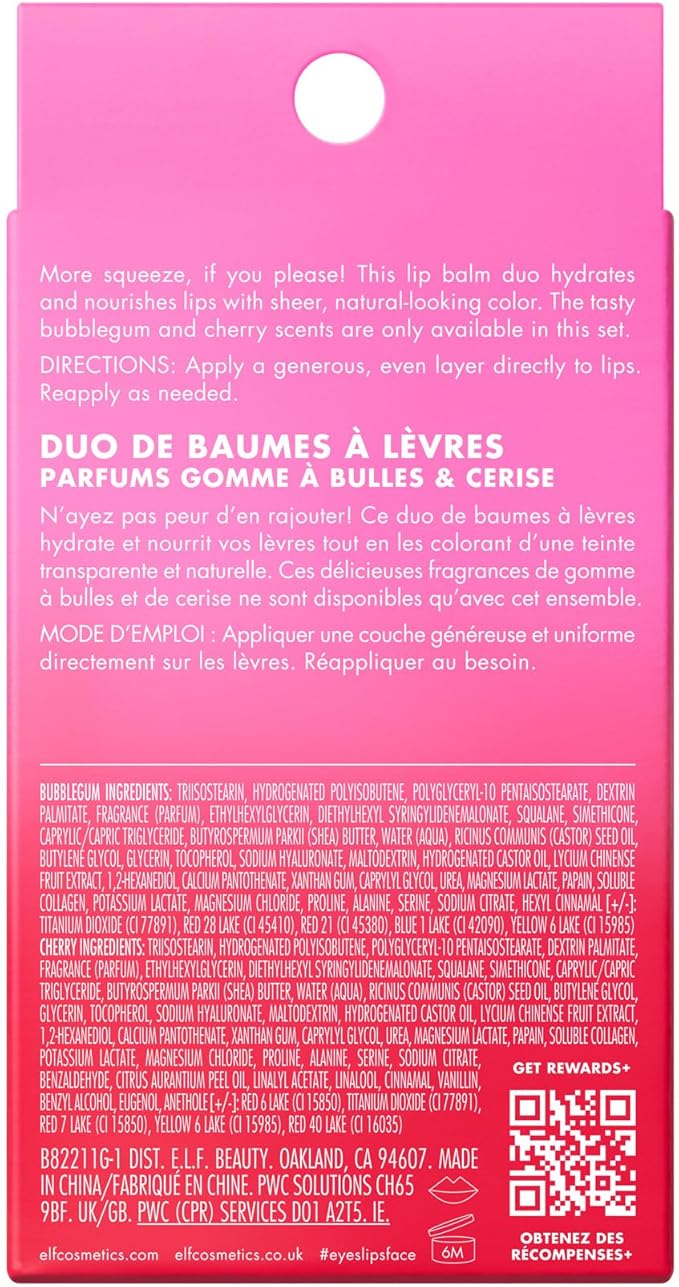 e.l.f. Squeeze Me Lip Balm, Moisturizing Lip Balm for A Sheer Tint of Color, Infused with Hyaluronic Acid, Vegan & Cruelty-Free
