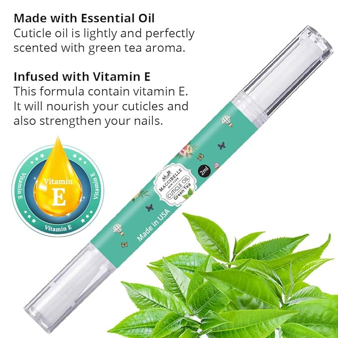 Pure Cuticle & Nail Oil Pen 2ml Heals Dry Cracked Cuticles (Green Tea)