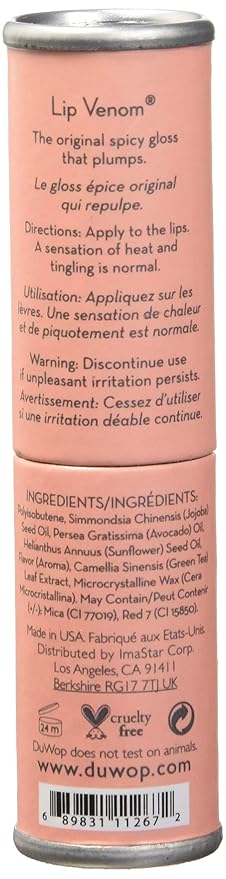 DuWop Cosmetics Original Lip Venom - Lip Plumping Gloss to Plump and Moisturize, Pink (2-Pack)