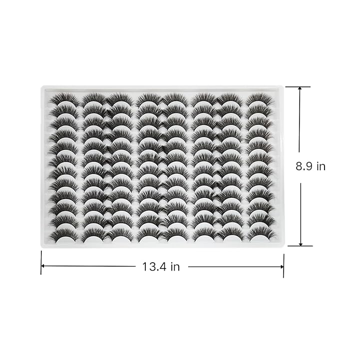 Azenlo False Eyelashes 48 Pairs Faux Mink Lashes 14mm Wispy Lashes 3D Fluffy Cat Eye Lashes Pack Bulk Wholesale Strip Lashes(style 48-045)