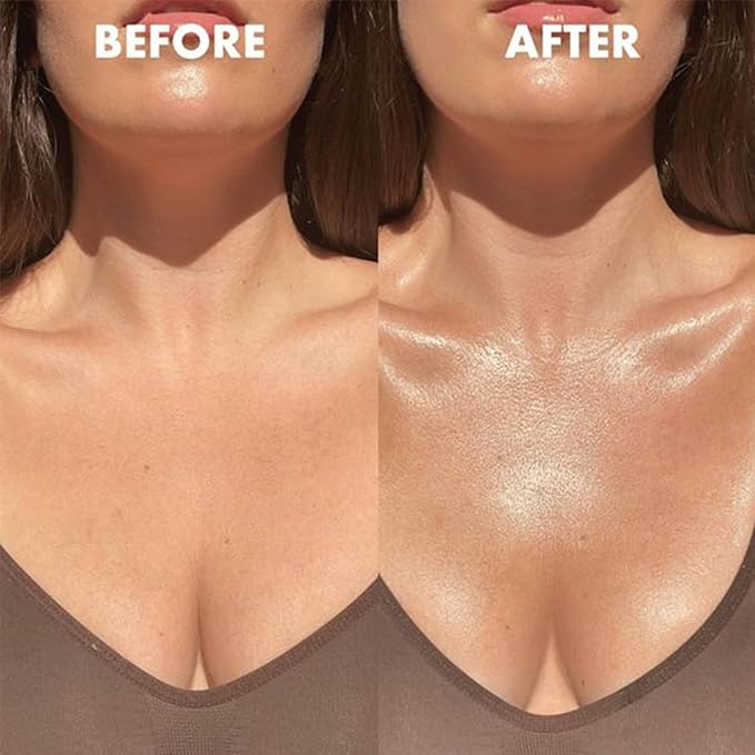 PHOERA Body Shimmer Oil,Waterproof Long Lasting Moisturizing Body Luminizer Glow, Illuminator Highlighter for Face with Makup Bursh, 1oz/Jars(101+103/ Rose Gold+Glistening Bronze)