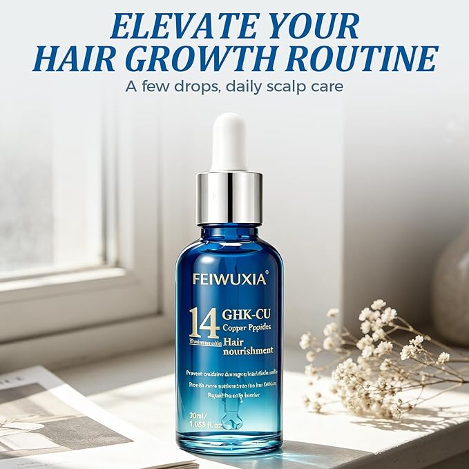 GHK-Cu Peptide Hair Serum, Copper Peptides for Hair Growth, Lightweight Scalp Serum for Thinning Hair, Non-Greasy GHK-Cu Peptide Hair Support for Men and Women