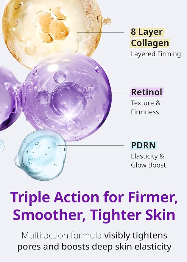 SNP 10,000ppm Deep Collagen + PDRN + Retinol Hydrogel Mask | 8 Layer 125Da Collagen Face Mask | Overnight Facial Mask | Patent Skin Hydration | Hydrating Facial Mask | Face Mask Skin Care | 4 Sheets