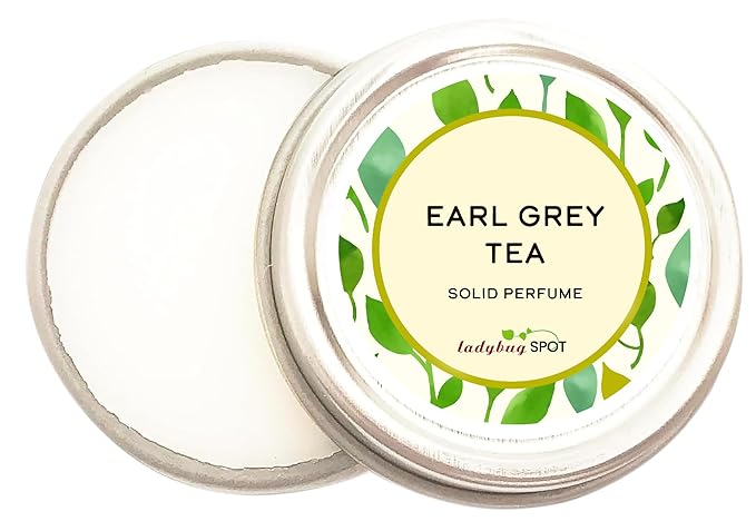 Ladybug Spot Gourmand Solid Perfume | All-Natural, Phthalate-Free Fragrance Balm | Long-Lasting, Highly Scented, Layerable Formula | Portable 1/4 oz Travel Tin (Earl Grey Tea)