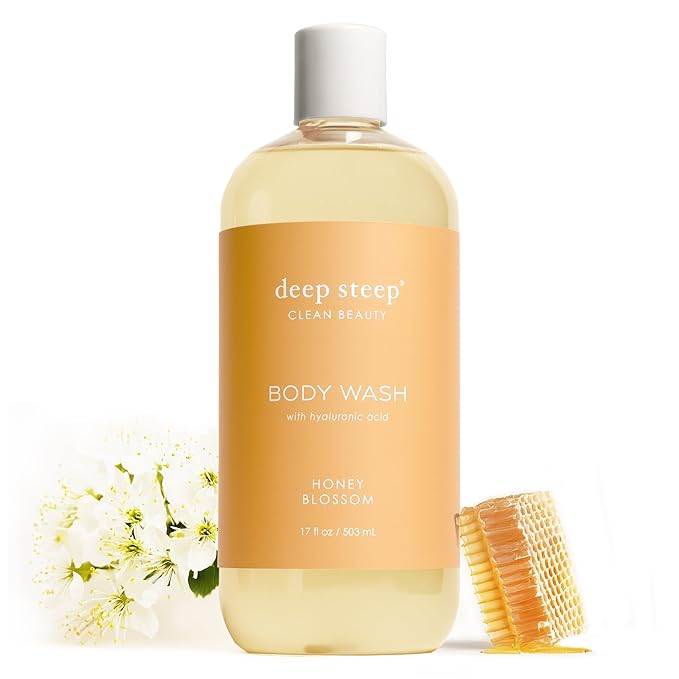 Deep Steep Honey Blossom Body Wash, Hydrating Shower Gel with Hyaluronic Acid & Shea Butter for Sensitive Skin, Bodywash for Women & Men, 17 Fl Oz, 1-Pack