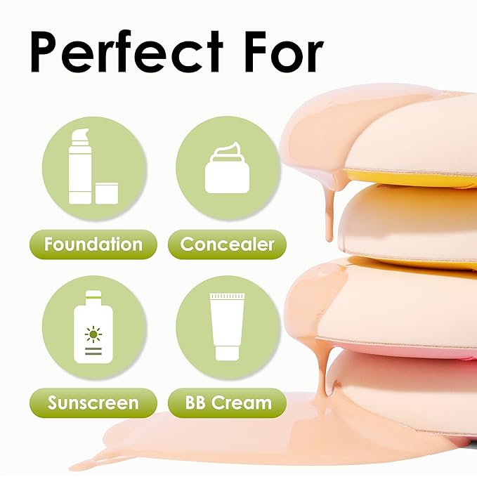 COOL-ANGLE 5Pcs Makeup Sponge For Foundation Concealer And Powder, Latex Free Blender Sponge For Natural And Easy Makeup Soft Long-lasting And Beginner-friendly, Green, Medium