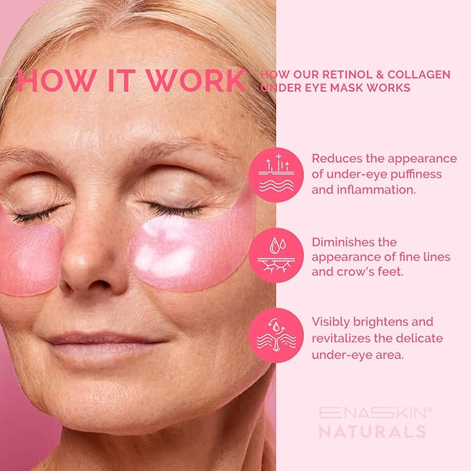 Under Eye Patches for Dark Circles: Caffeine Gel Masks for Puffiness Undereye Bags Wrinkles - Instant Brightening Moisturizing Skin Treatment Pads - Gift for Mom Traveler Night Worker, 30 Pairs (Pink)