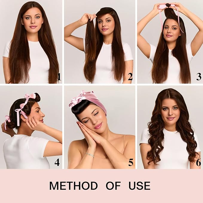 Lanzhire Jumbo Heatless Hair Curlers for Overnight Curls, Blowout Flexi Rod with Ribbon, No Heat Curlers to Sleep In, Soft Overnight Heatless Rods for All Hair Types