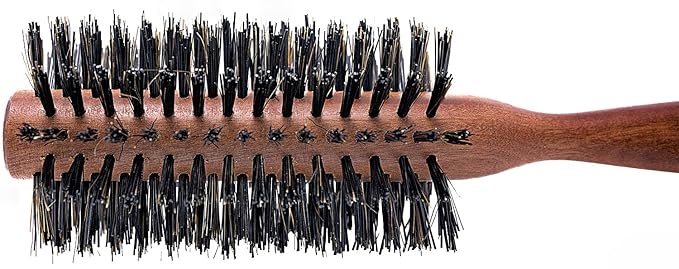 Spornette Italian Round Boar Bristle Brush - Large Round Brush for Blow Drying, Styling & Volumizing - Wooden Brush for Medium to Long Thick, Fine, Curly or Straight Hair (2.25 inch)