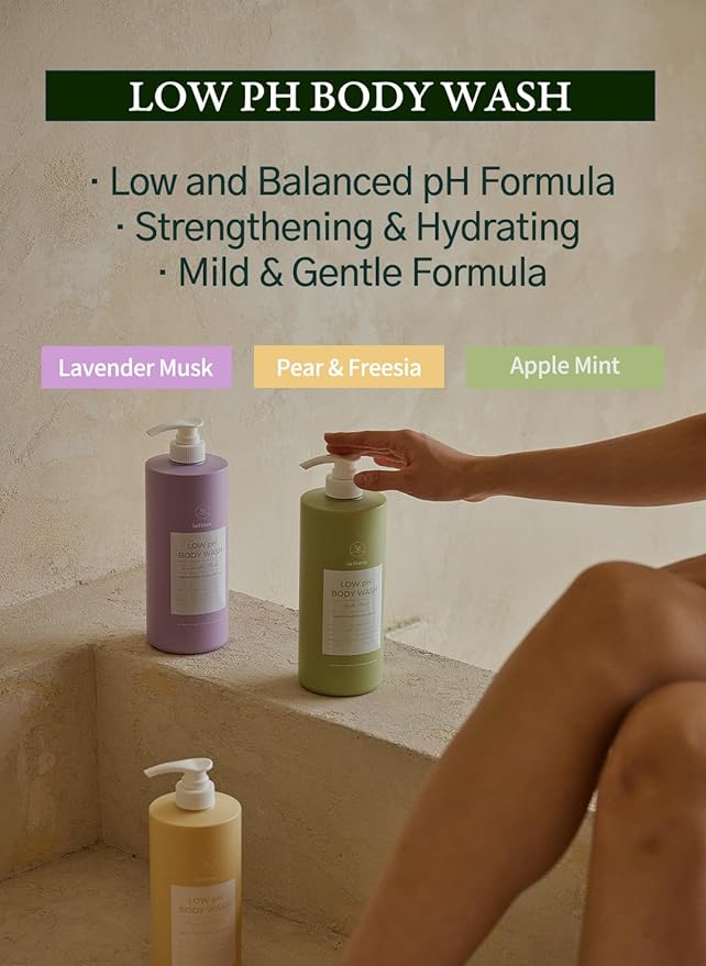 laferme Low pH balanced Gentle Korean Body Wash with Natural & Organic Ingredients, Hypoallergenic for Sensitive Skin, Moisturizing & Hydrating for Dry Skin, For Women & Men, 33 Fl Oz, Pear & Freesia