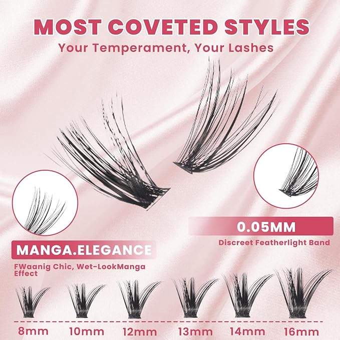 False Eyelash Lash Clusters Kit, Fuller Wispy Lashes for Everyday Glam, Complete Lash Kit with Bond, Seal & Remover, 240PCS 8-16mm with Tweezers and Brush