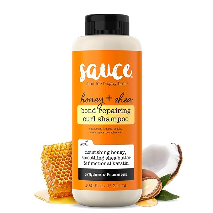 SAUCE Honey + Shea Bond Repair Curly Hair Shampoo,10.5 Fl Oz, Gently Cleanses & Controls Frizz, Helps Repair Damage & Reduce Breakage with Biotin & Functional Keratin, No Sulfates & Parabens