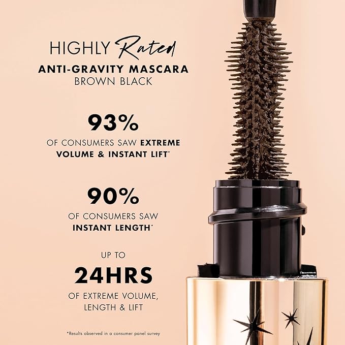 Milani Mascara Volume and Length, Highly Rated Anti-Gravity Brown Black Shade with Castor Oil and Molded Hourglass Shaped Lash Coating Mascara Wand