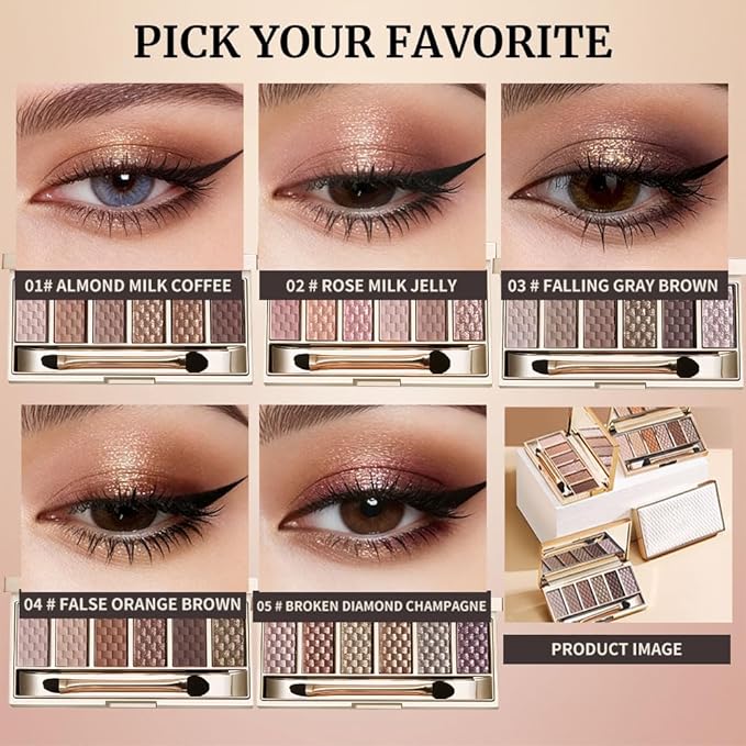 Cool Taupe Grey Nude Eyeshadow Palette – 6 Matte & Shimmer Shades, High-Pigment Blendable Long-Lasting Smokey Eye Shadow for Natural Everyday Makeup, Soft Glam & Mature Eyes, Paleta de Sombras de Ojos