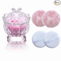 5 Pieces Large Body Powder Puff and Powder Container, Crystal Case for Dust Puff, Powder applicator with Box for Face and Body (Clear, Butterfly)