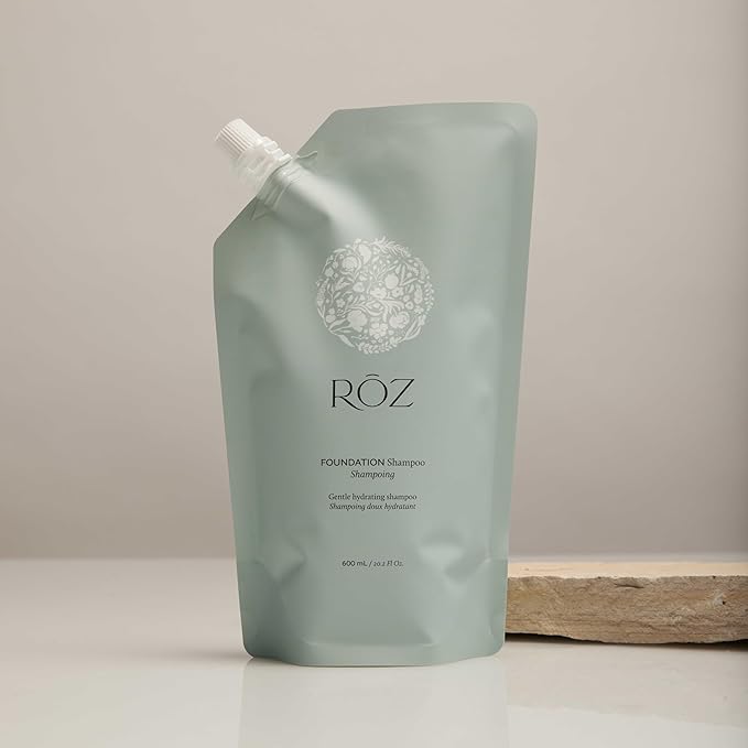 RŌZ Foundation Shampoo Refill | BPA-Free Pouch | Hydrating, Balancing & Gently Cleansing for Air Drying & Styling | Vegan, Color-Safe, Free of Silicone, Paraben & SLS | Strengthens & Nourishes