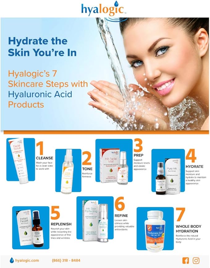 Hyalogic HA Collagen Serum - Triple Boost Face for Skin Care - Peptides for Face, Youthful Firmness & Elasticity Boost, Fragrance & Paraben Free Marine 0.47 FL OZ
