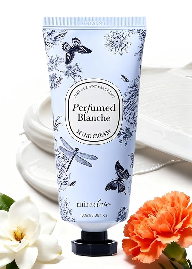 MIRACLAIR Hand Cream, Hand Lotion for Dry Cracked Hands, Moisturizing Skincare, Nourishing Creams for Dry Hands, Nails, and Cuticles, Travel-Sized, Vegan, 3.38oz, Perfurmed Blanche
