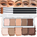 KYDA 5 Colors Netural Nude Eyeshadow Palette with Brush, Matte Brown Eyeshadow, All Matte Eyes Palette, High Pigment Eye Makeup Gift for Women, Korean Eyes Makeup, EARTH