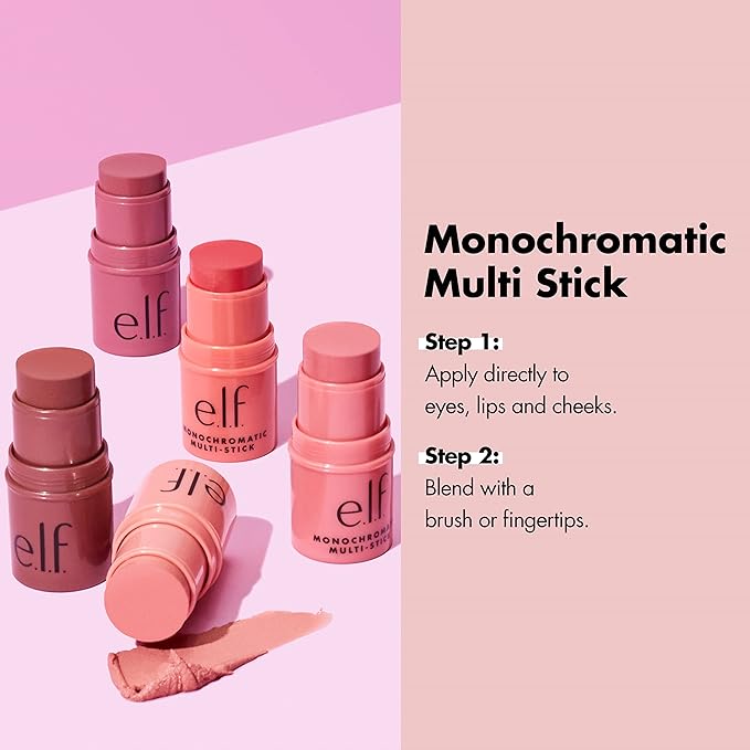 e.l.f. Monochromatic Multi Stick, Travel-Sized Luxuriously Creamy & Blendable Color, For Eyes, Lips & Cheeks, Vegan & Cruelty-Free, Glowing Mango, 0.17 Oz