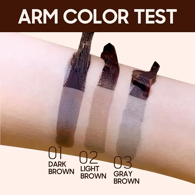 Brow Tattoo Peel Off Gel - Long-Lasting Makeup & Waterproof Eyebrow Gel with Eyebrow Stencils, Transfer-Proof Eye Brow Pencils for Women Create Fuller & Defined Looking Brows (Light Brown)