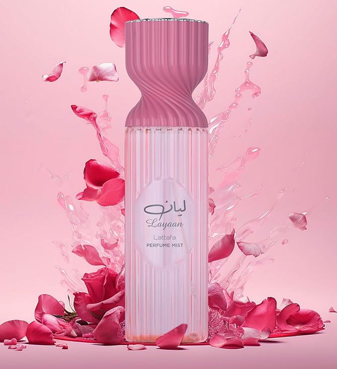 Lattafa Layaan Perfume Mist 250ml – Floral Body Spray with Delicate Rose Petals, Soft Musk & Fresh Accords for a Light, Romantic, Everyday Scent