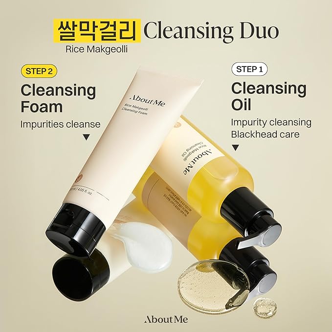 About Me Rice Makgeolli Cleansing Foam - Low pH Fermented Rice Face Wash for Sensitive Skin, Galactomyces & Centella, Bran Water Base, Non-Stripping Foaming Cleanser, Fragrance Free, 4.06 fl oz
