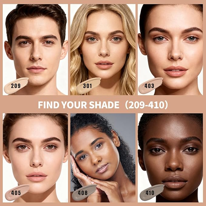 Anti-Dark Spot Liquid Foundation - Collagen Serum Foundation Infused with 2% Niacinamide, High Coverage For A Smooth & Satin Finish, 410 Deep