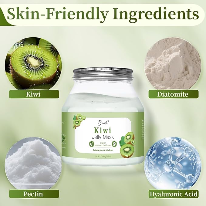 Pjordo Powder Jelly Mask for Facials Professional, Peel Off Facial Mask for Hydrating & Moisturizing, Hydrojelly Mask for Women Men Skin Care, Home DIY Spa Use for All Skin with Kiwi