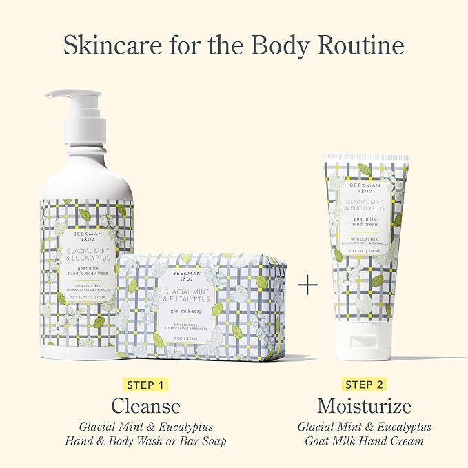Beekman 1802 Goat Milk Hand Cream – Glacial Mint & Eucalyptus – Scented – 2 oz – Moisturizing Hand Lotion for Dry Skin – Non-Greasy – Sensitive Skin Safe – Cruelty Free