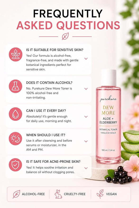 Aloe & Elderberry Facial Toner, Organic, Alcohol-Free, Hydrating Face Toner for Sensitive Skin – Soothing & Pore Minimizing, Gentle Glow Boosting Toner, 100ml