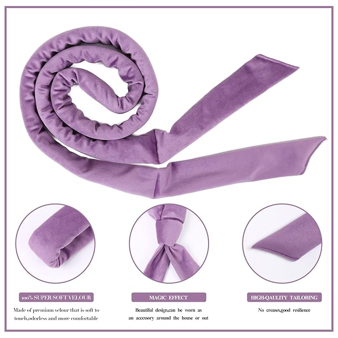 Heatless Curls Overnight Hair Curlers to Sleep In Overnight Curls for Women Heatless Hair Curler for Long Hair Overnight Headband （Purple）