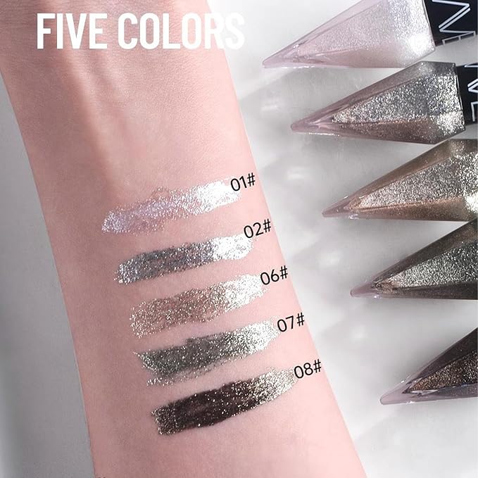 6 Pcs Liquid Glitter Eyeshadow Set Colorful Eyeliner with Long-Lasting and Waterproof Shinning Eye Shadow Gift for Women Eye Makeup(Diamond B)