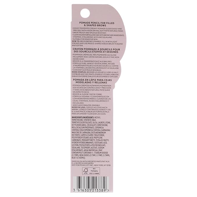 Covergirl Clean Fresh Brow Filler Pomade, 700 Black Brown, Eyebrow Pencil, Ultra-Precise Tip, Creamy Formula, Highly Pigmented, Soft Matte Finish, Vegan Formula, 0.007oz