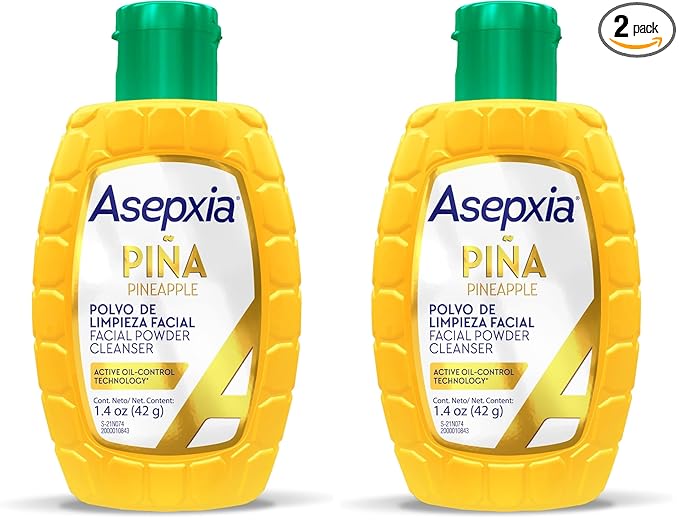 Asepxia Facial Cleanser Powder, Non-Abrasive Exfoliating Face Wash with Natural Pineapple Enzyme, Gentle Water-Activated Foaming Lather for Oily Skin, 1.4 oz (Pack of 2)
