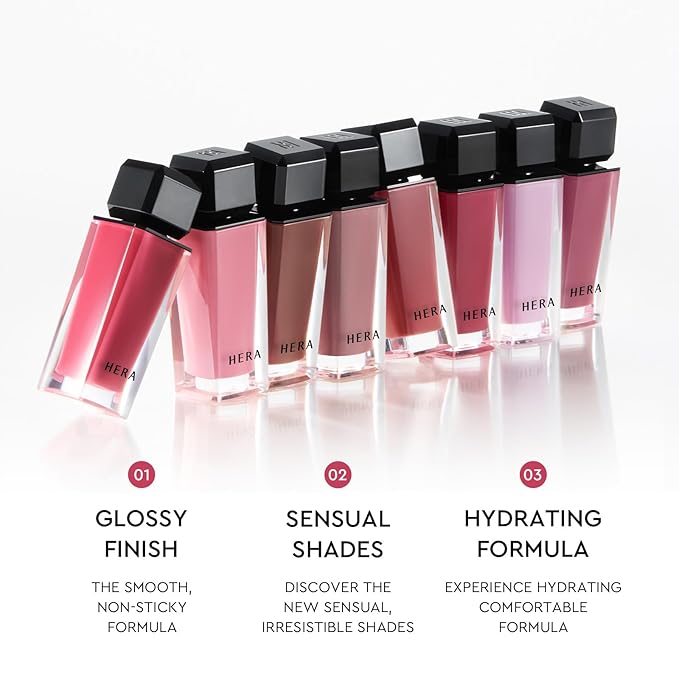HERA Sensual Nude Lip Gloss #390 WET BERRY | Volumizing Sheer & Glossy Finish, Non-sticky, Moisturizing and Hydrating, Korean Makeup, 0.17 oz. (5g)