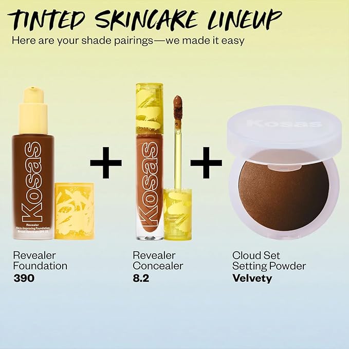Kosas Revealer Liquid Foundation SPF 25 – Medium Buildable Coverage, Hydrating Natural Glow Finish, Deep Neutral Warm 390