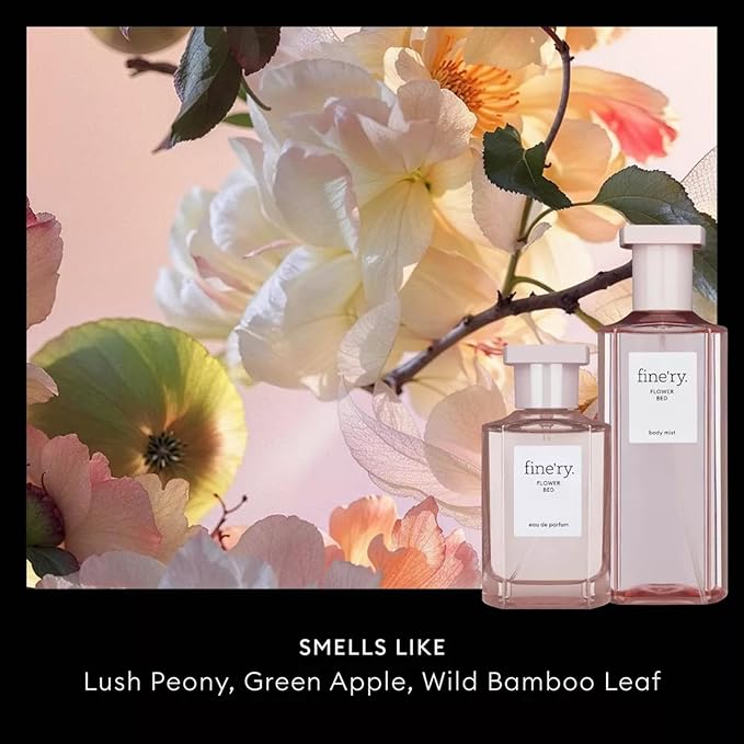 Fine'ry Flower Bed Eau De Parfum & Body Mist Gift Set | Floral & Sweet Notes Of Lush Peony & Green Apple | Fine Mist Spray & Perfume For Women | Fragrance Layering Duo (2oz + 5oz)
