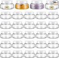 Tessco for you 24 Pack Plastic Jars with Lids Labels Multiuse Slime Containers Empty Body Scrub Jars Round Refillable Cosmetic Body Butter Container for Makeup (5 oz,White)