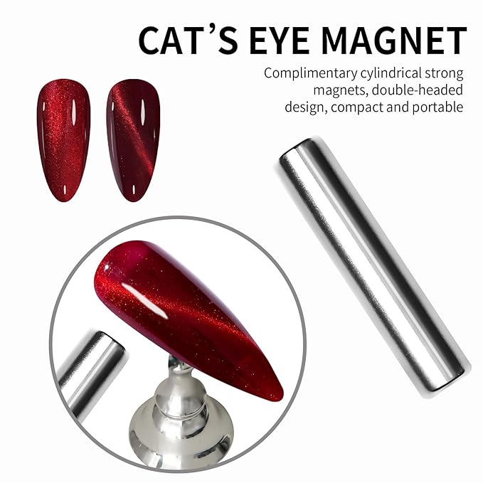 MAYCHAO 15ML Cat Eye Gel Nail Polish 1Pc Burgundy Gel Polish Soak off Holographic Magnetic Nail Polish for Nail Art Manicure Salon DIY at Home, 0.5 OZ