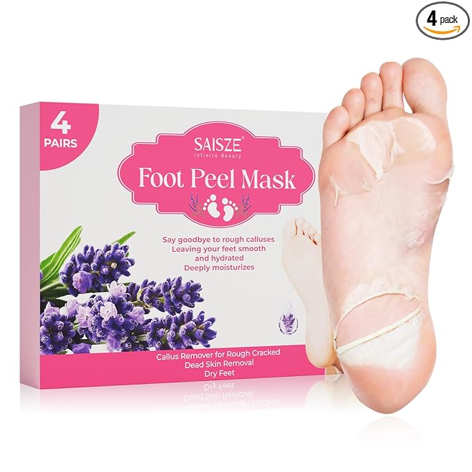Foot Peeling Mask, 4 Pairs Foot Peel Mask for Dry Cracked Feet, Dead Skin Callus Removal, Repair Soft Feet