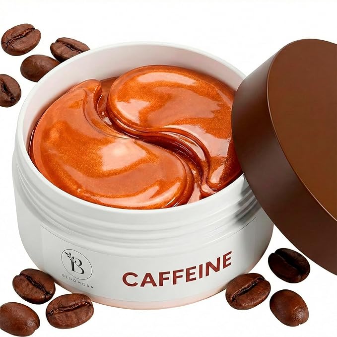 BLOOMORA Caffeine Under Eye Patches (30 Pairs), Under Eye Mask for Puffy Eyes, Appearance of Dark Circles, Cooling & Hydration, Self Care & Skincare Gifts for Women, Patch Yeux