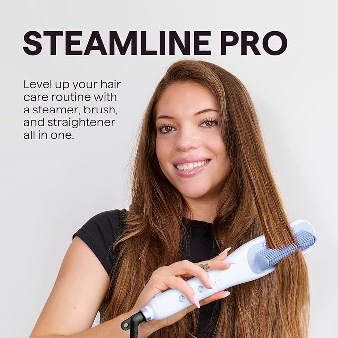 Wavytalk Pro Steam Hair Straightener Brush, Steamline Pro 3-in-1 Straightening Brush for Curly Hair, Fast Salon Results with Less Damage, Anti-Frizz and Hair Nourishment