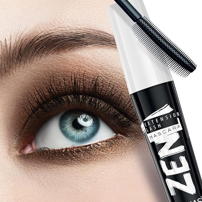 FARMASi Zen Extension Lash Mascara, Lengthening & Volumizing Effect, Clump-Free Definition, Smudge-Free Wear, Silicone Brush for Separated Fuller-Looking Lashes, Blackest Black, 0.27 fl oz