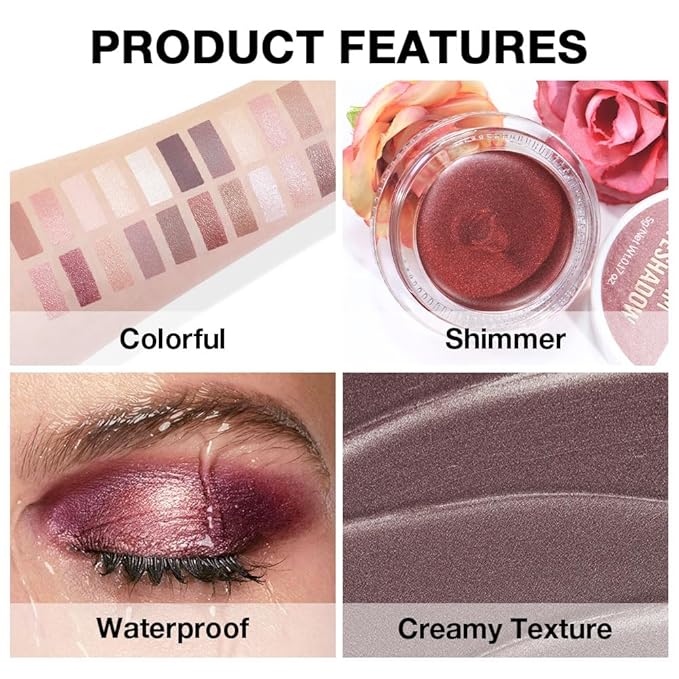 FeiCuiYun Cream Glitter Taupe Shimmer Metallic Eyeshadow Palette Makeup, Natural Single Mini Instant Holographic Eyeshadow For Women, Sombras Crema Para Ojos, Talc, Paraben & Cruelty Free, R04