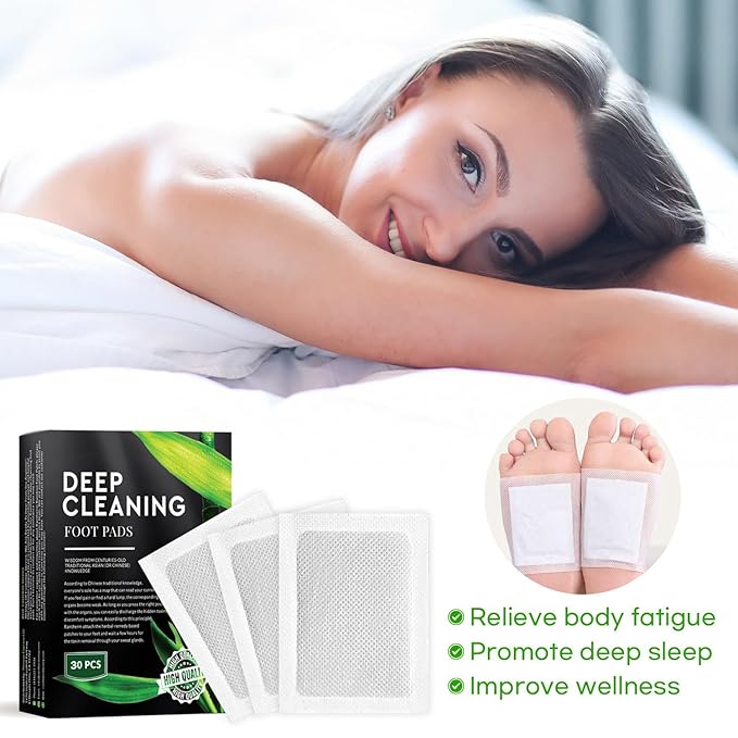 Deep Cleansing Foot Pads: Bamboo Wood Ginger Foot Patches for Promoting Daily Relaxation and Sleeping 30 Packs